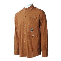 R330 sample custom-made men's long-sleeved shirt design Brown chest with arc foot shirt center 100% cotton R330 sample custom-made men's long-sleeved shirt design Brown chest with arc foot shirt center 100% cotton